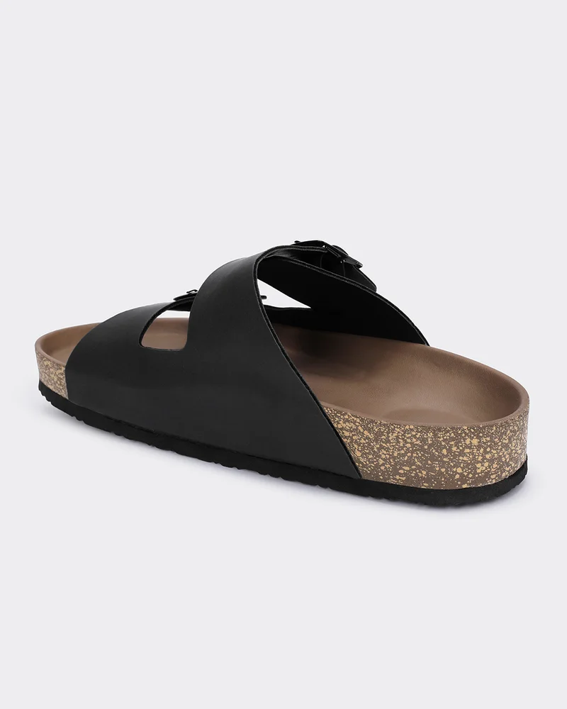 بيواكوف Men's Black Double Strap Sandals